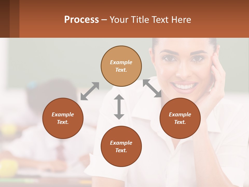 A Woman Sitting At A Desk With A Boy In The Background PowerPoint Template