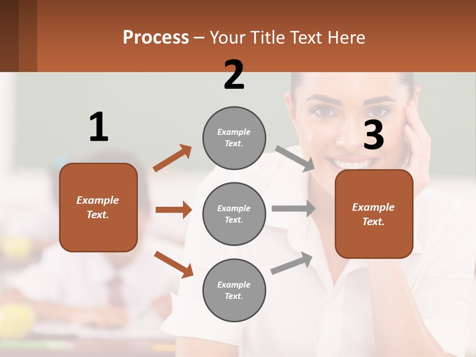 A Woman Sitting At A Desk With A Boy In The Background PowerPoint Template