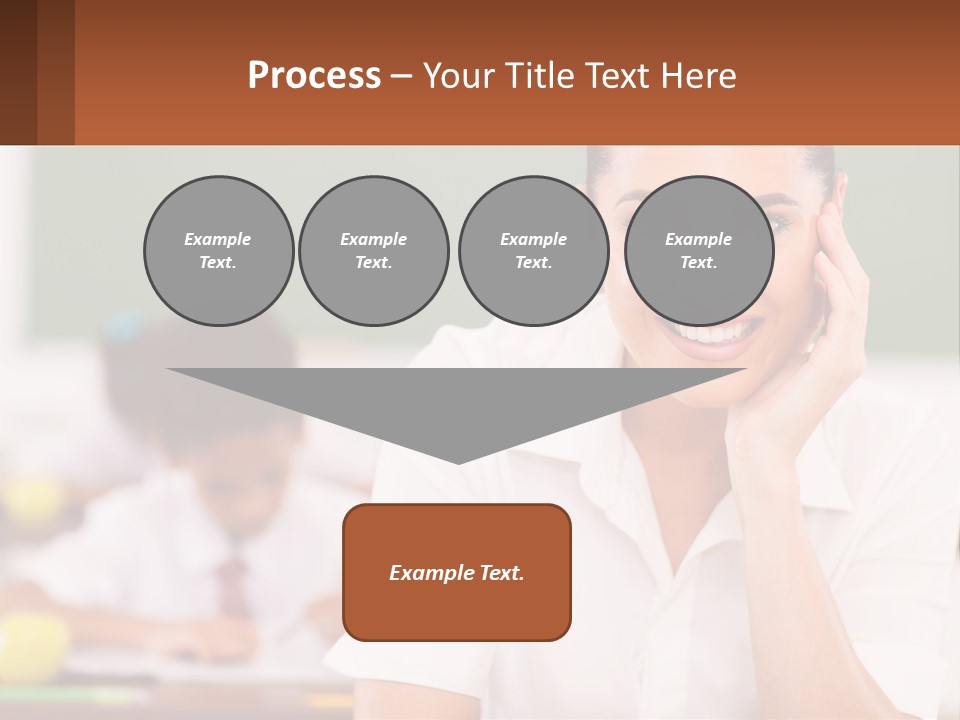 A Woman Sitting At A Desk With A Boy In The Background PowerPoint Template
