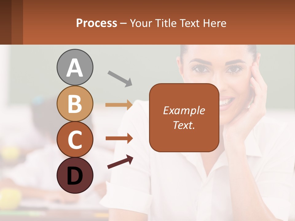 A Woman Sitting At A Desk With A Boy In The Background PowerPoint Template