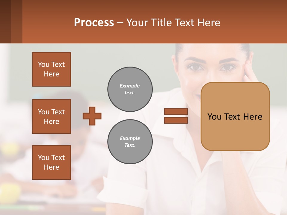 A Woman Sitting At A Desk With A Boy In The Background PowerPoint Template