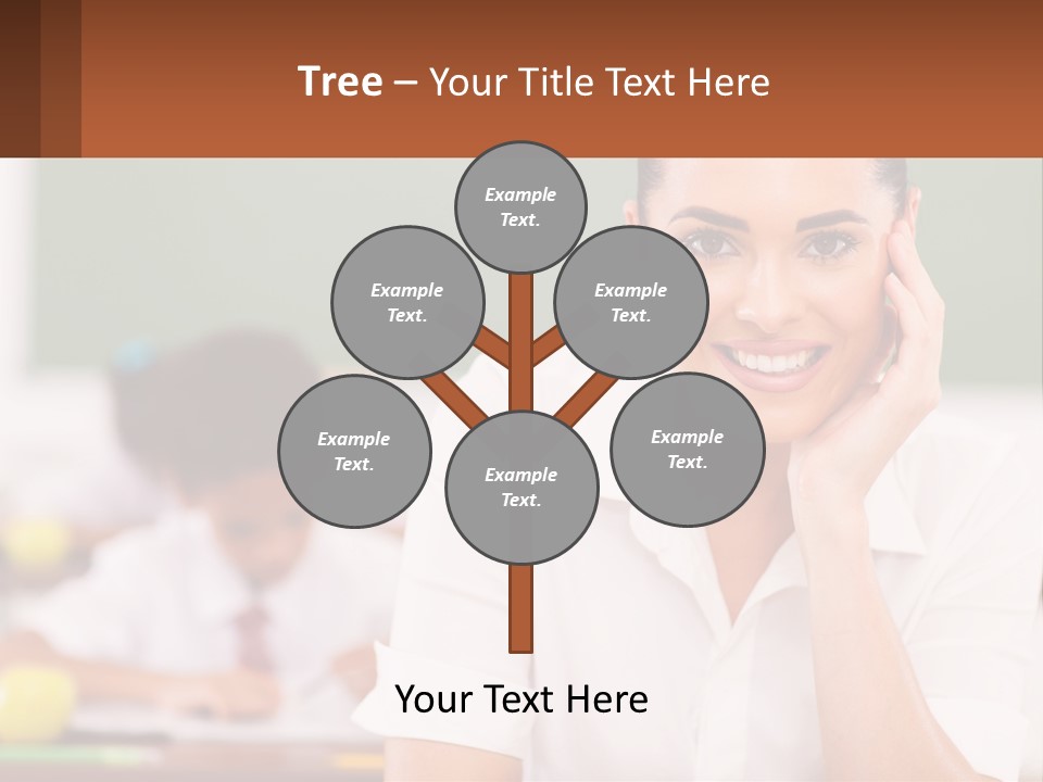 A Woman Sitting At A Desk With A Boy In The Background PowerPoint Template
