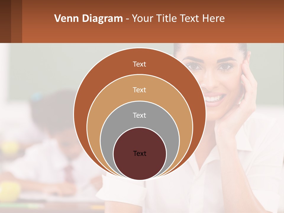 A Woman Sitting At A Desk With A Boy In The Background PowerPoint Template