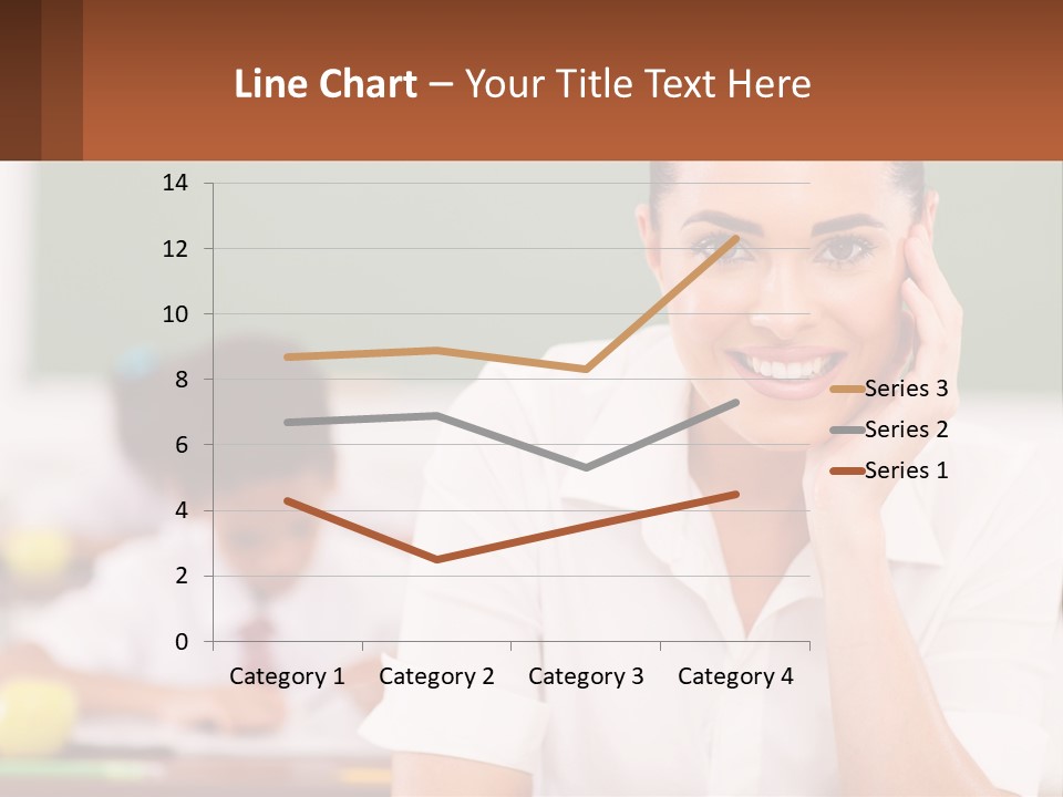 A Woman Sitting At A Desk With A Boy In The Background PowerPoint Template
