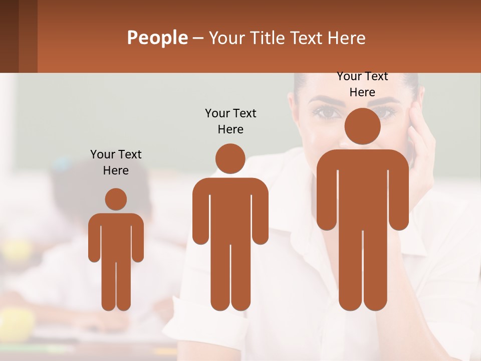 A Woman Sitting At A Desk With A Boy In The Background PowerPoint Template