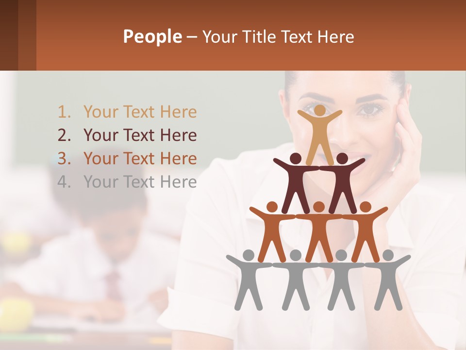 A Woman Sitting At A Desk With A Boy In The Background PowerPoint Template
