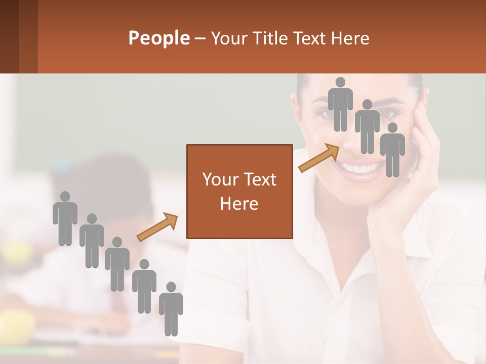 A Woman Sitting At A Desk With A Boy In The Background PowerPoint Template