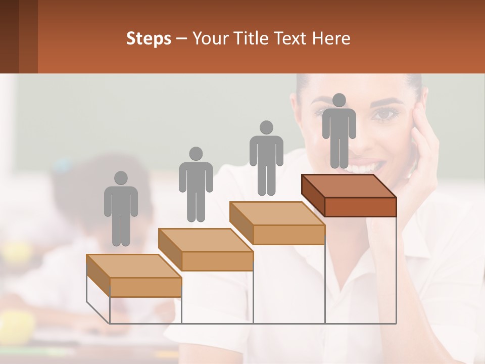 A Woman Sitting At A Desk With A Boy In The Background PowerPoint Template