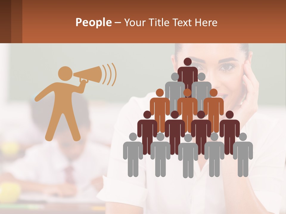 A Woman Sitting At A Desk With A Boy In The Background PowerPoint Template