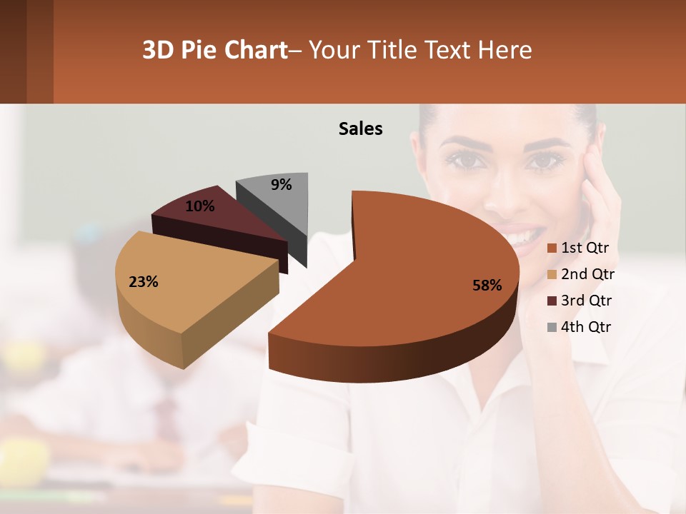 A Woman Sitting At A Desk With A Boy In The Background PowerPoint Template