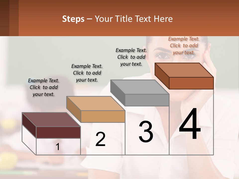 A Woman Sitting At A Desk With A Boy In The Background PowerPoint Template