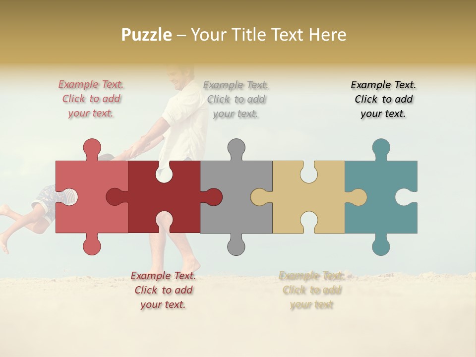 A Man And A Little Girl Playing On The Beach PowerPoint Template