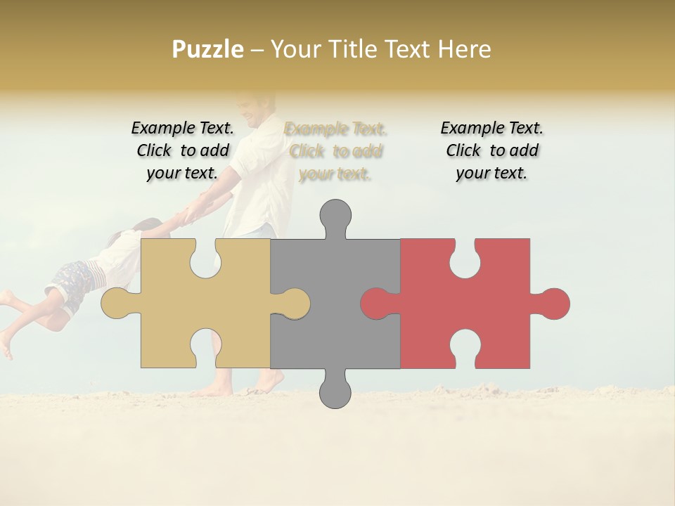 A Man And A Little Girl Playing On The Beach PowerPoint Template