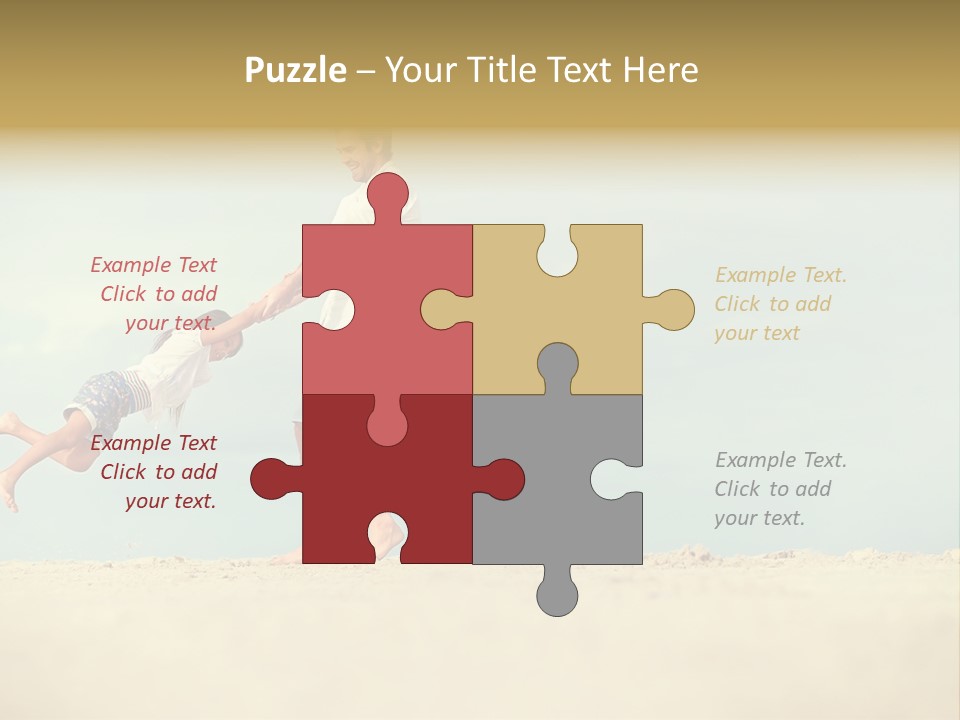 A Man And A Little Girl Playing On The Beach PowerPoint Template