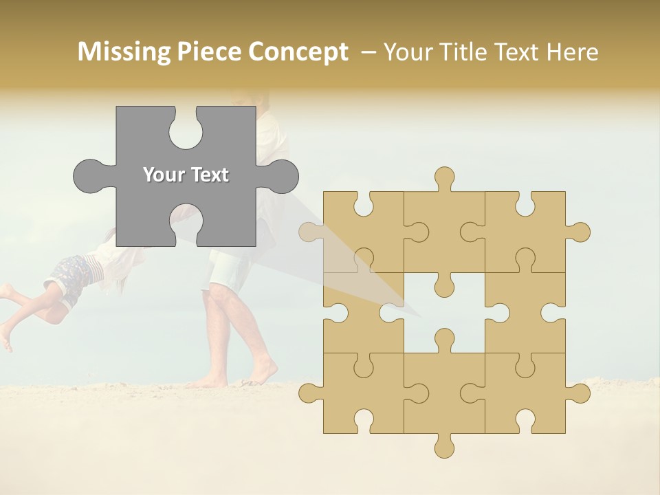 A Man And A Little Girl Playing On The Beach PowerPoint Template