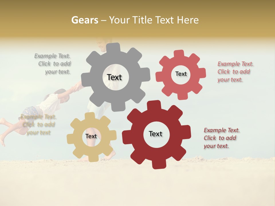 A Man And A Little Girl Playing On The Beach PowerPoint Template