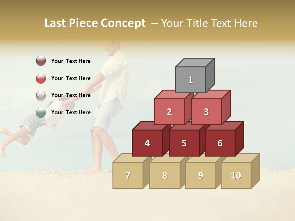 A Man And A Little Girl Playing On The Beach PowerPoint Template