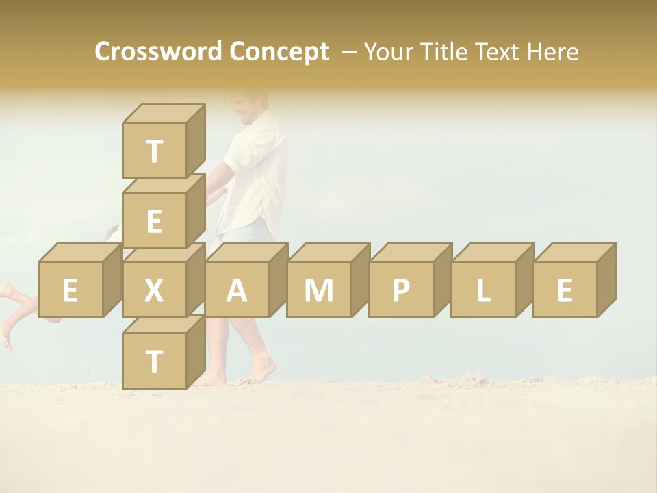 A Man And A Little Girl Playing On The Beach PowerPoint Template