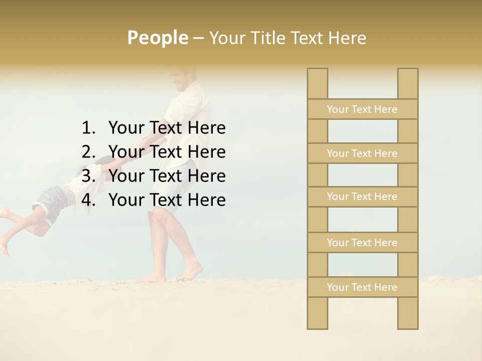 A Man And A Little Girl Playing On The Beach PowerPoint Template