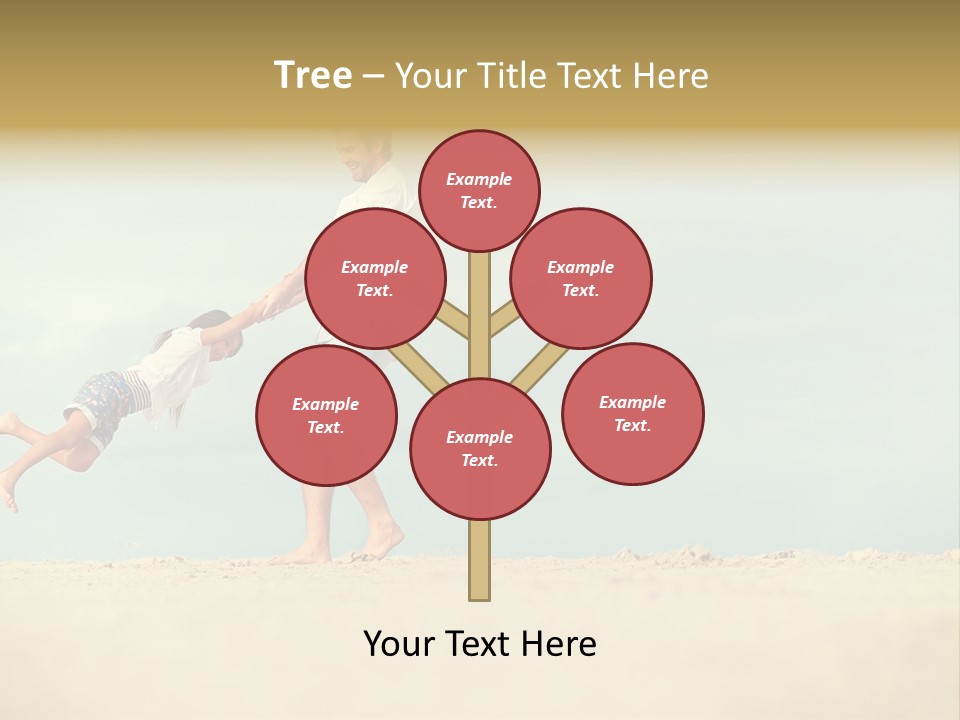 A Man And A Little Girl Playing On The Beach PowerPoint Template