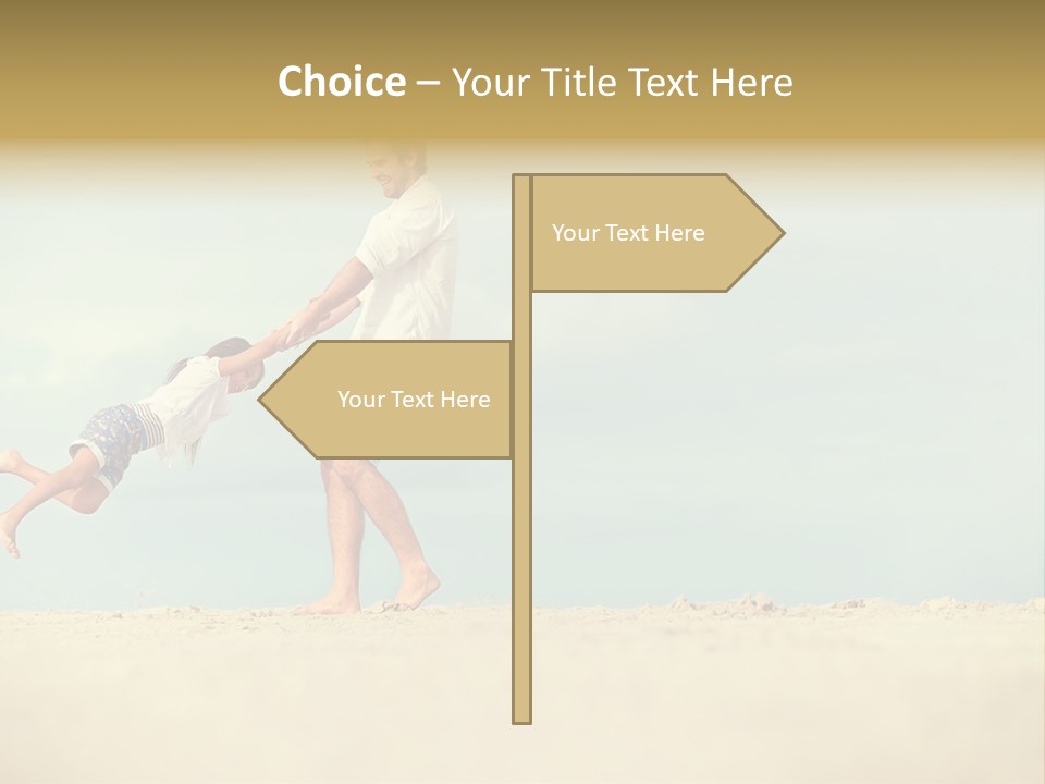 A Man And A Little Girl Playing On The Beach PowerPoint Template