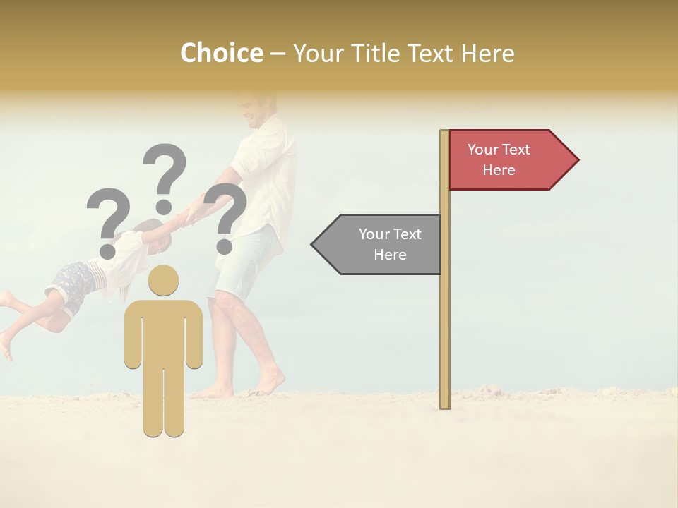 A Man And A Little Girl Playing On The Beach PowerPoint Template