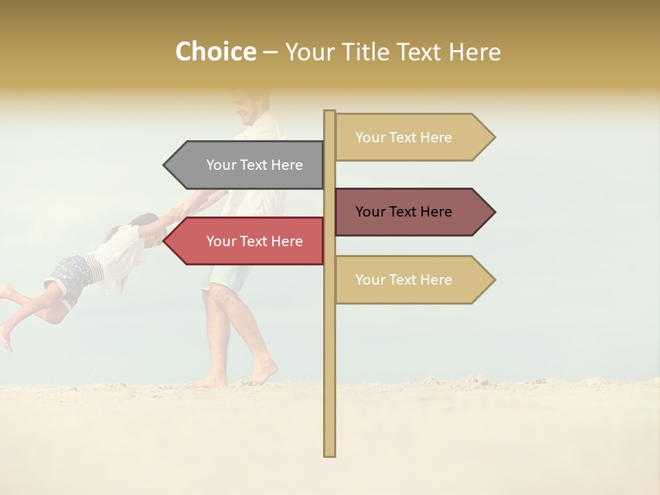 A Man And A Little Girl Playing On The Beach PowerPoint Template