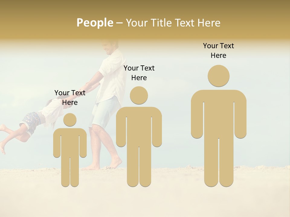 A Man And A Little Girl Playing On The Beach PowerPoint Template