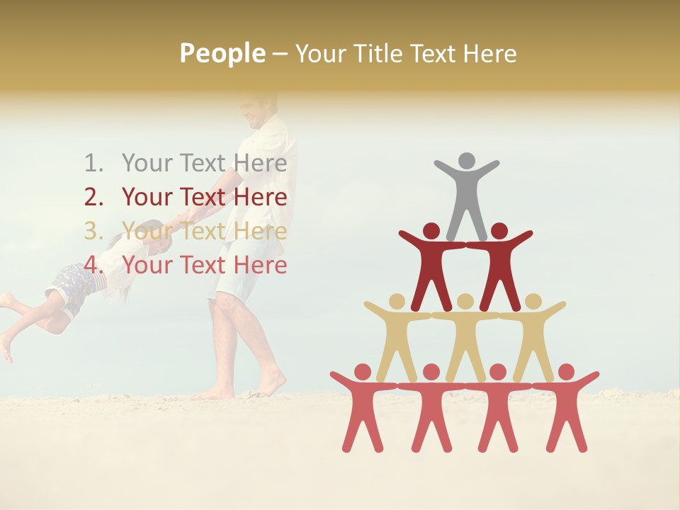 A Man And A Little Girl Playing On The Beach PowerPoint Template