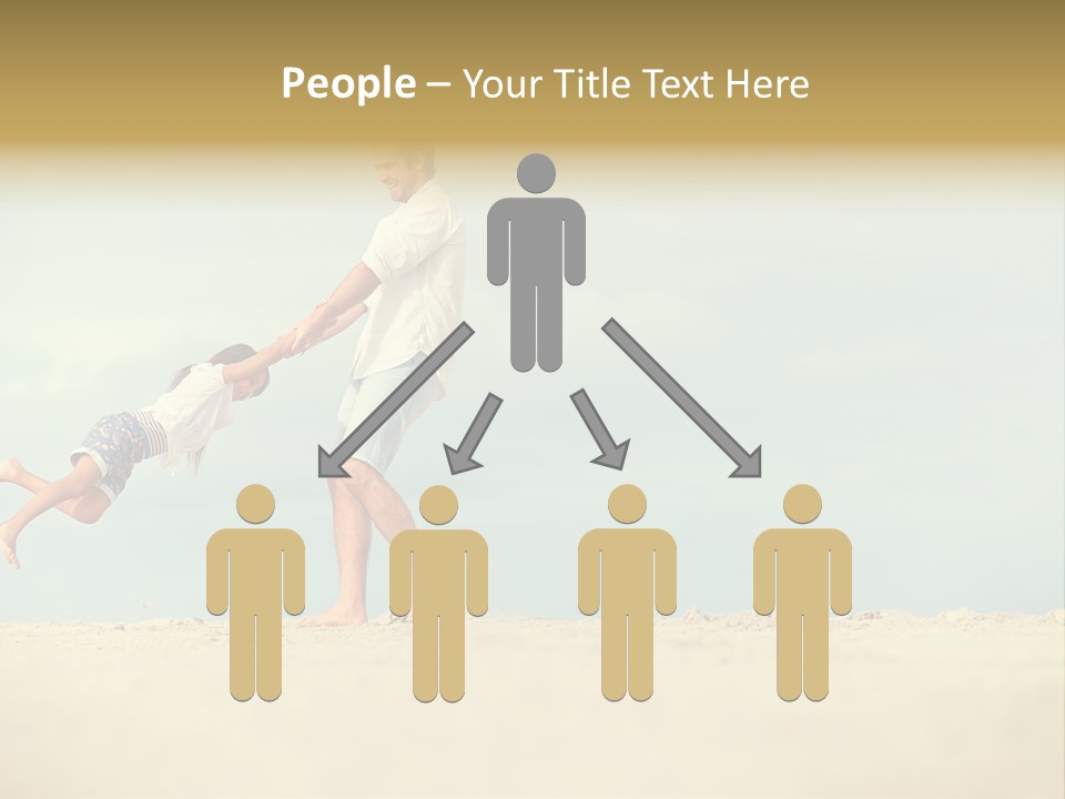 A Man And A Little Girl Playing On The Beach PowerPoint Template