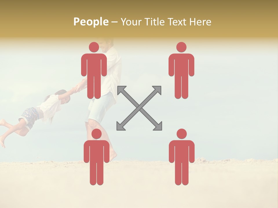 A Man And A Little Girl Playing On The Beach PowerPoint Template