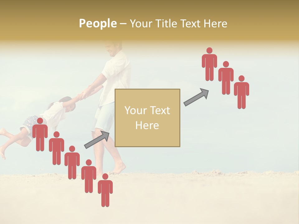 A Man And A Little Girl Playing On The Beach PowerPoint Template