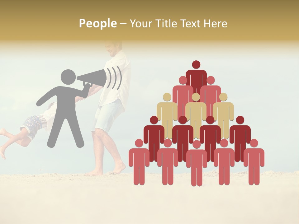 A Man And A Little Girl Playing On The Beach PowerPoint Template