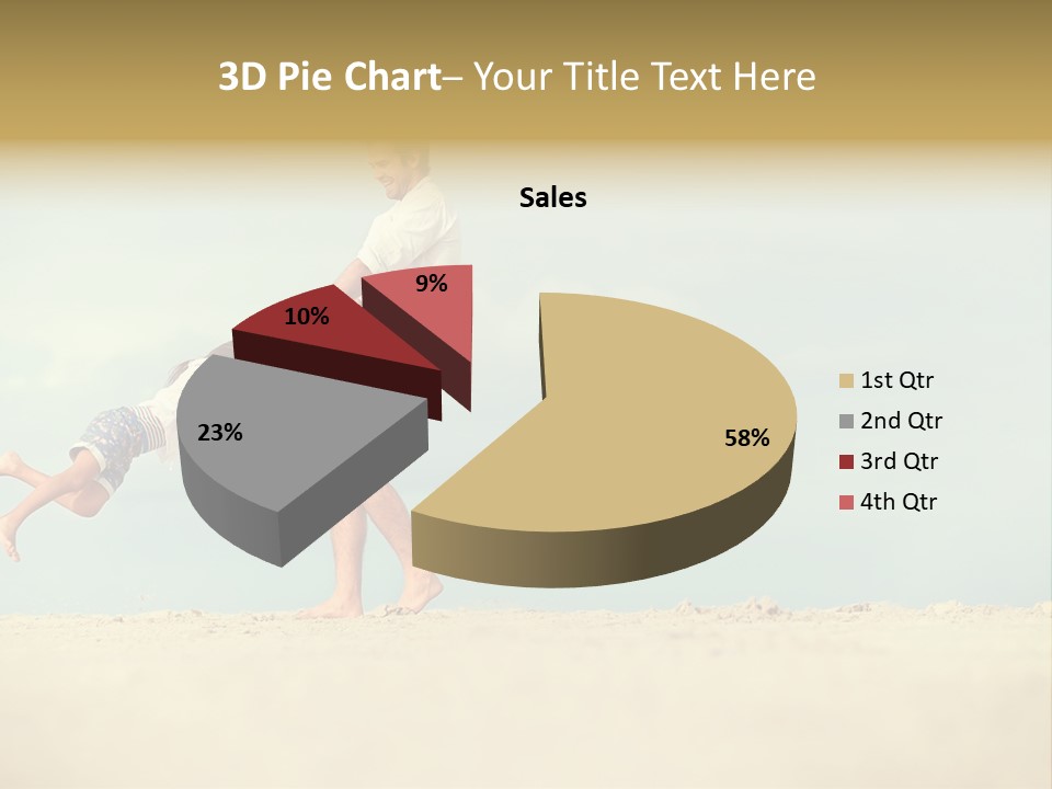 A Man And A Little Girl Playing On The Beach PowerPoint Template