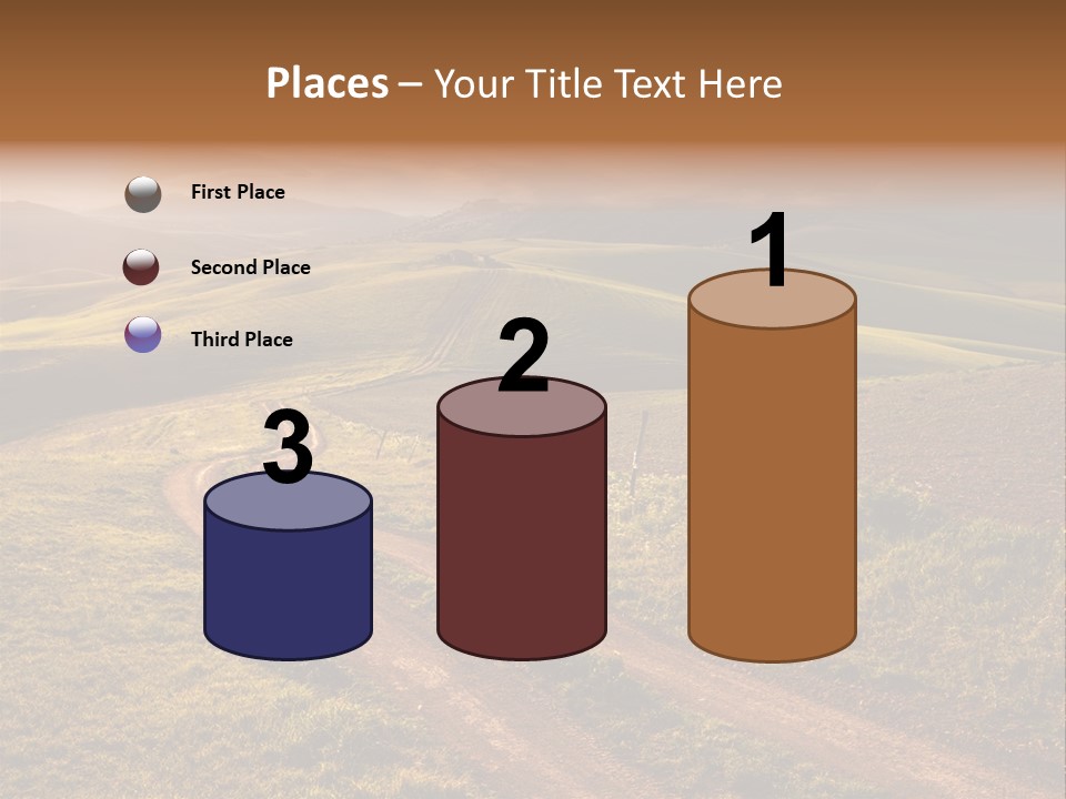 A Dirt Road In The Middle Of A Green Field PowerPoint Template