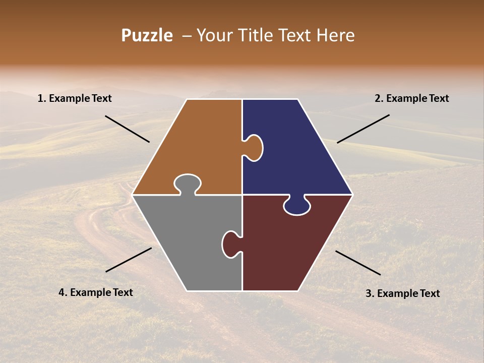 A Dirt Road In The Middle Of A Green Field PowerPoint Template