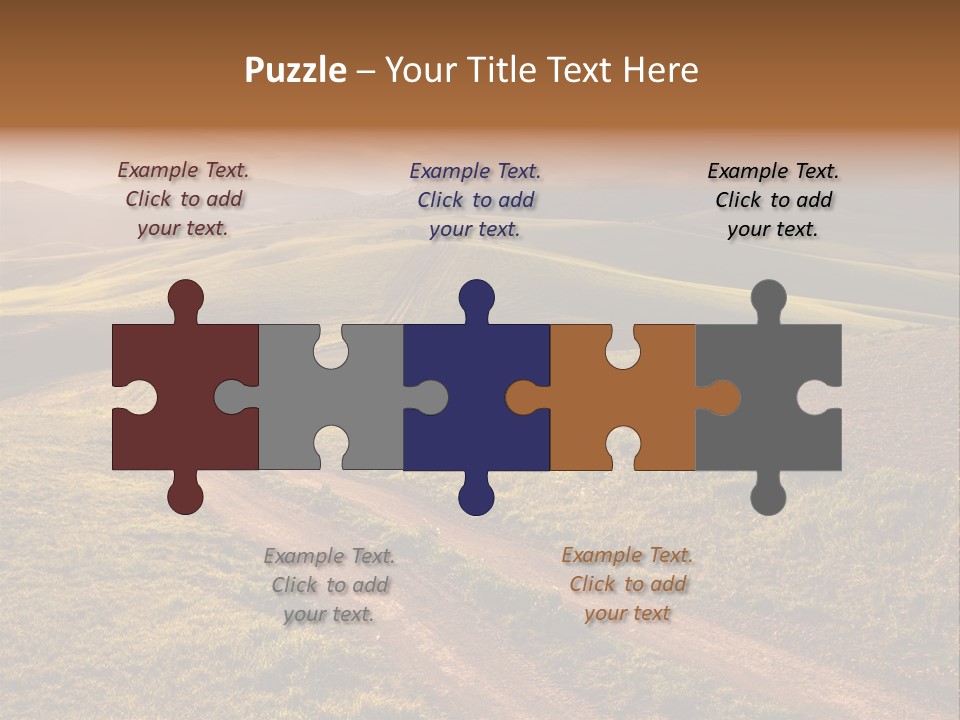 A Dirt Road In The Middle Of A Green Field PowerPoint Template