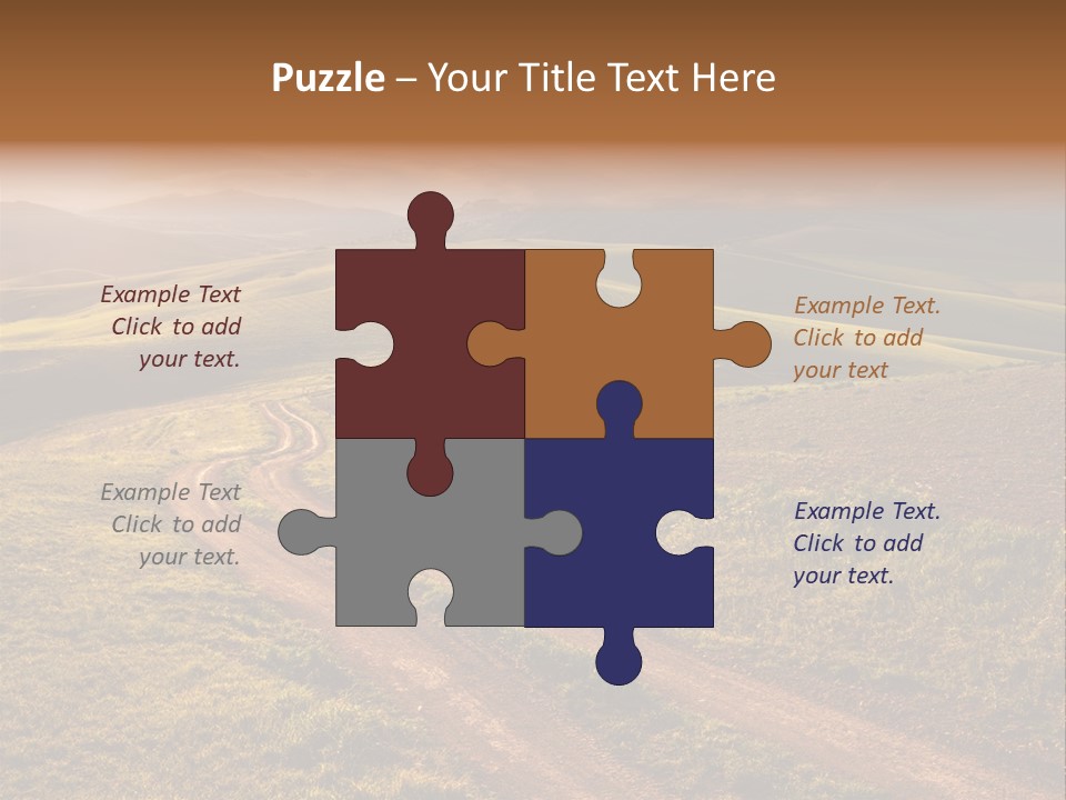 A Dirt Road In The Middle Of A Green Field PowerPoint Template