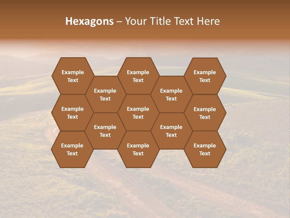 A Dirt Road In The Middle Of A Green Field PowerPoint Template