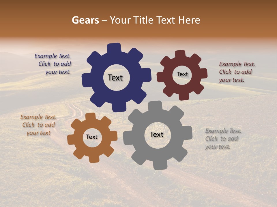 A Dirt Road In The Middle Of A Green Field PowerPoint Template