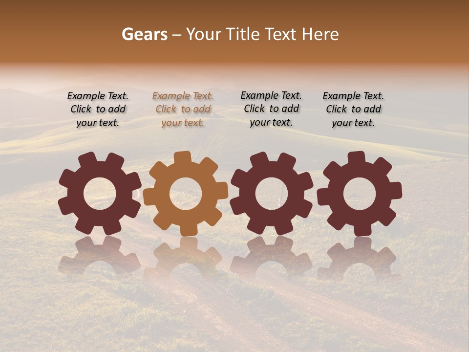 A Dirt Road In The Middle Of A Green Field PowerPoint Template