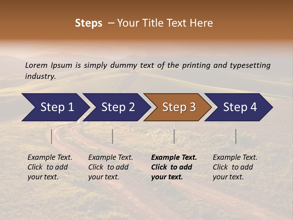 A Dirt Road In The Middle Of A Green Field PowerPoint Template