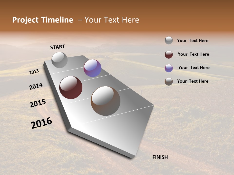 A Dirt Road In The Middle Of A Green Field PowerPoint Template