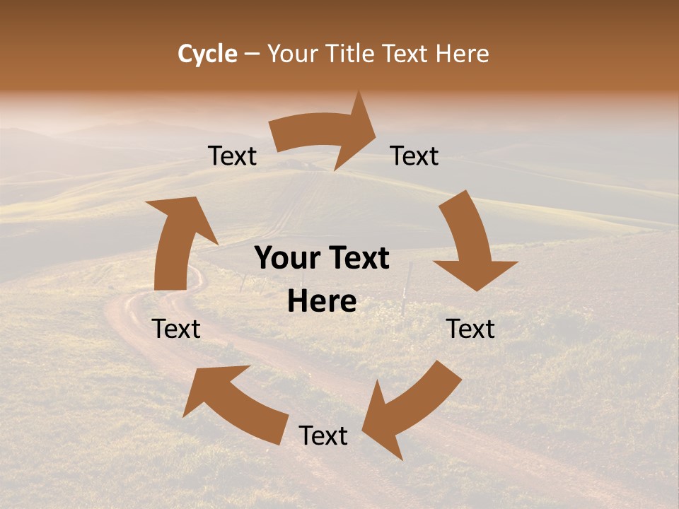A Dirt Road In The Middle Of A Green Field PowerPoint Template