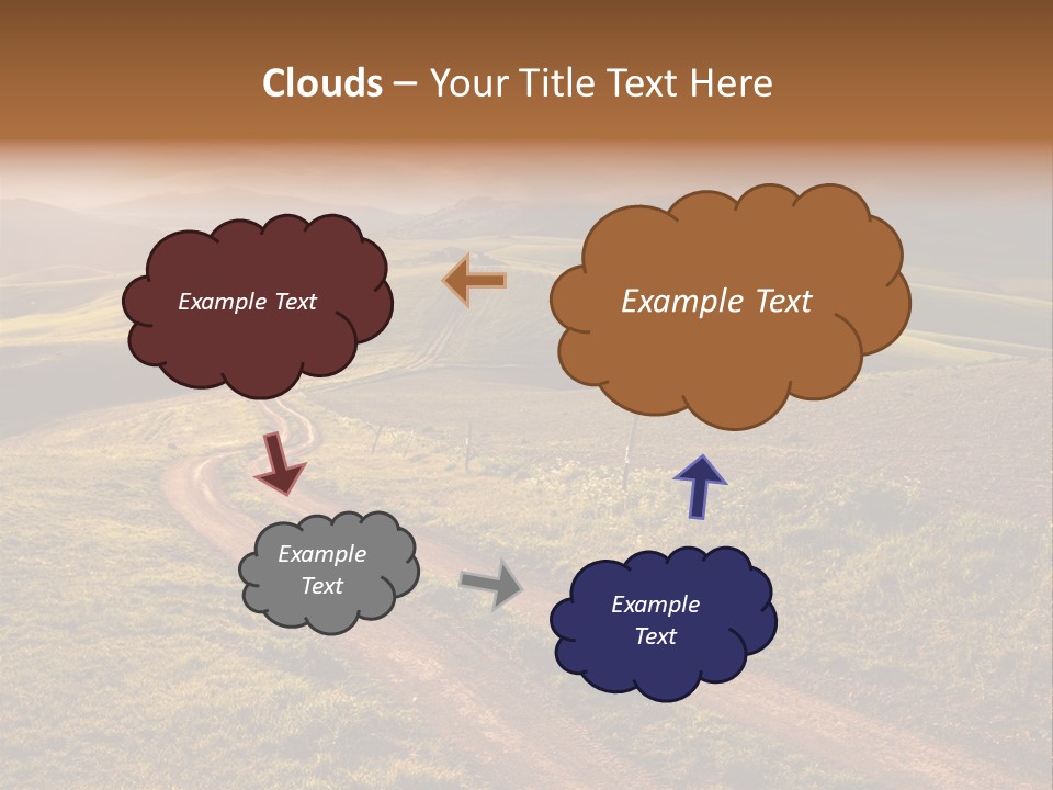 A Dirt Road In The Middle Of A Green Field PowerPoint Template