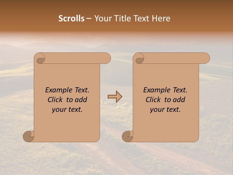 A Dirt Road In The Middle Of A Green Field PowerPoint Template