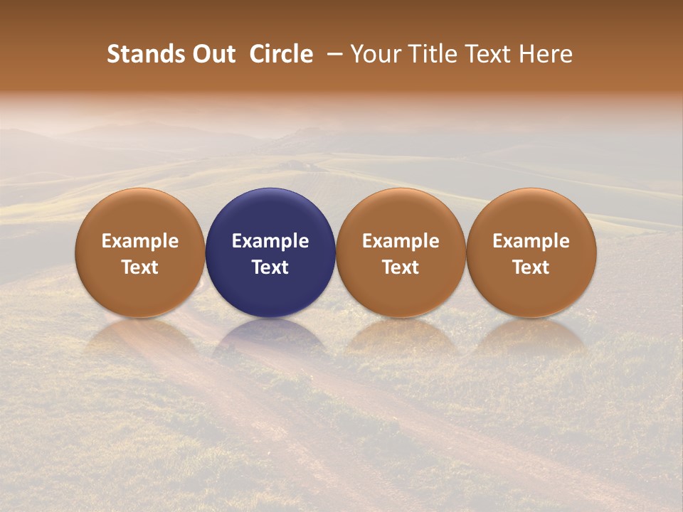 A Dirt Road In The Middle Of A Green Field PowerPoint Template