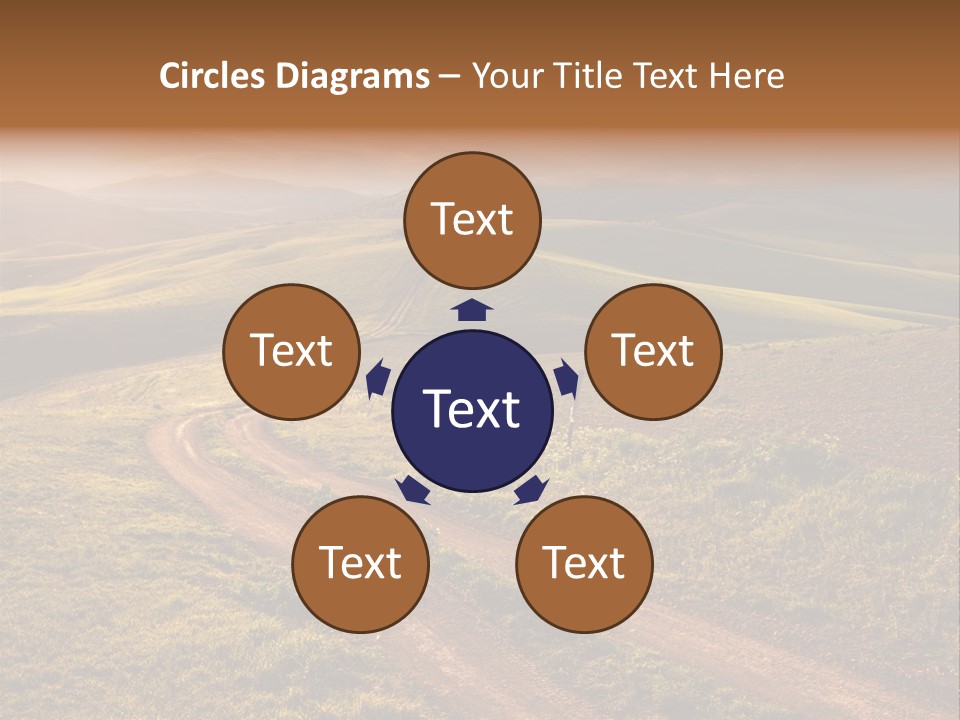 A Dirt Road In The Middle Of A Green Field PowerPoint Template