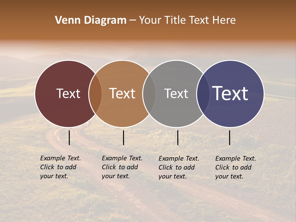 A Dirt Road In The Middle Of A Green Field PowerPoint Template