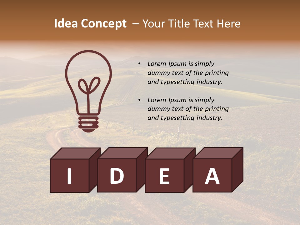 A Dirt Road In The Middle Of A Green Field PowerPoint Template